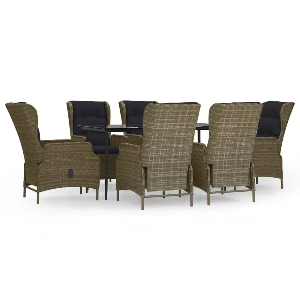 7 Piece Garden Dining Set Brown Poly Rattan 3156811 - Furniture
