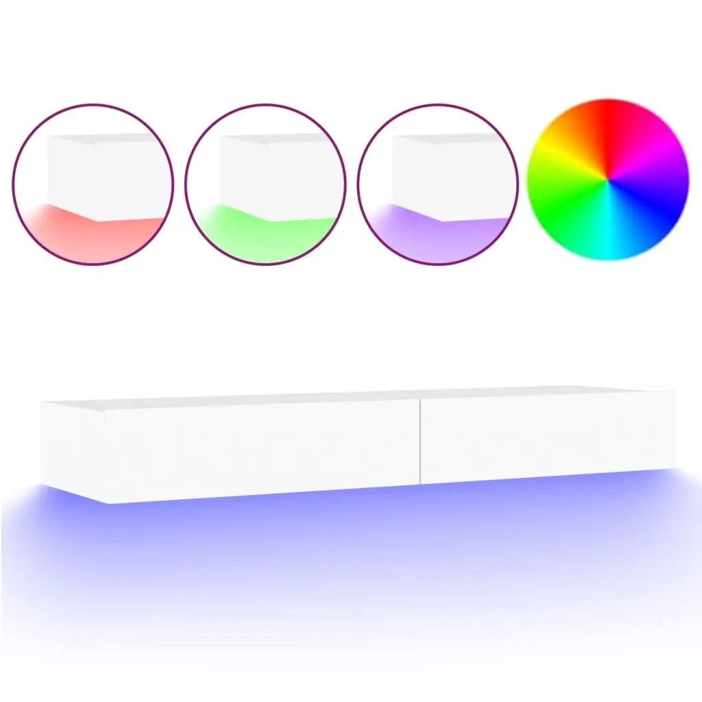 TV Cabinet with LED Lights White 120x35x15.5 cm 832863 - Furniture
