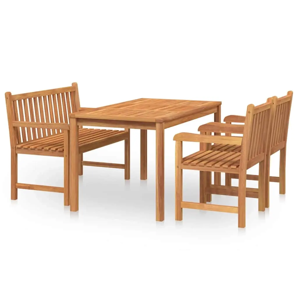 4 Piece Garden Dining Set Solid Wood Teak 3157163 - Furniture