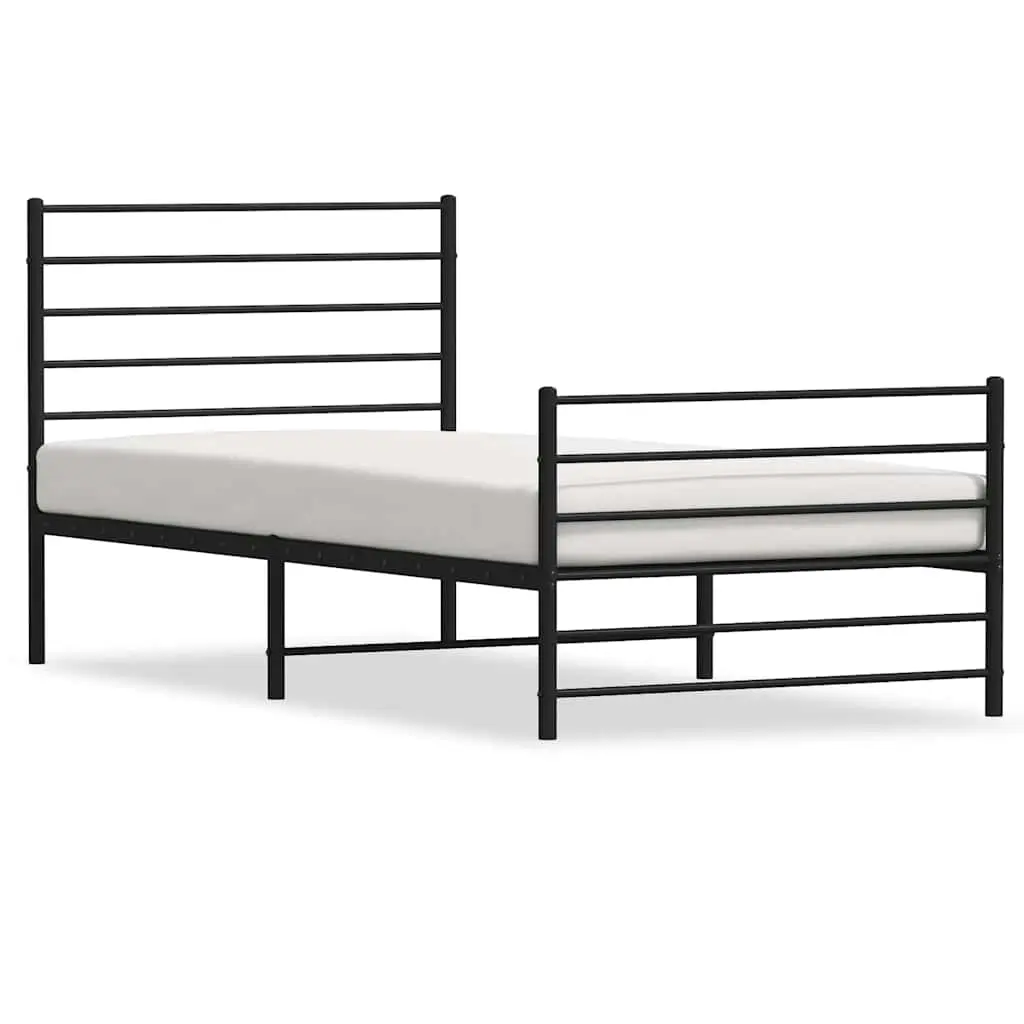 Metal Bed Frame without Mattress with Footboard Black 107x203 cm King Single 352333 - Furniture