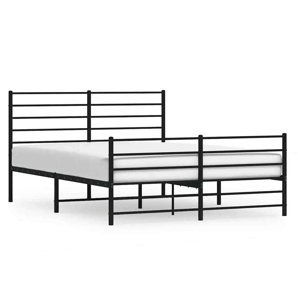 Metal Bed Frame without Mattress with Footboard Black 135x190 cm 352336 - Furniture