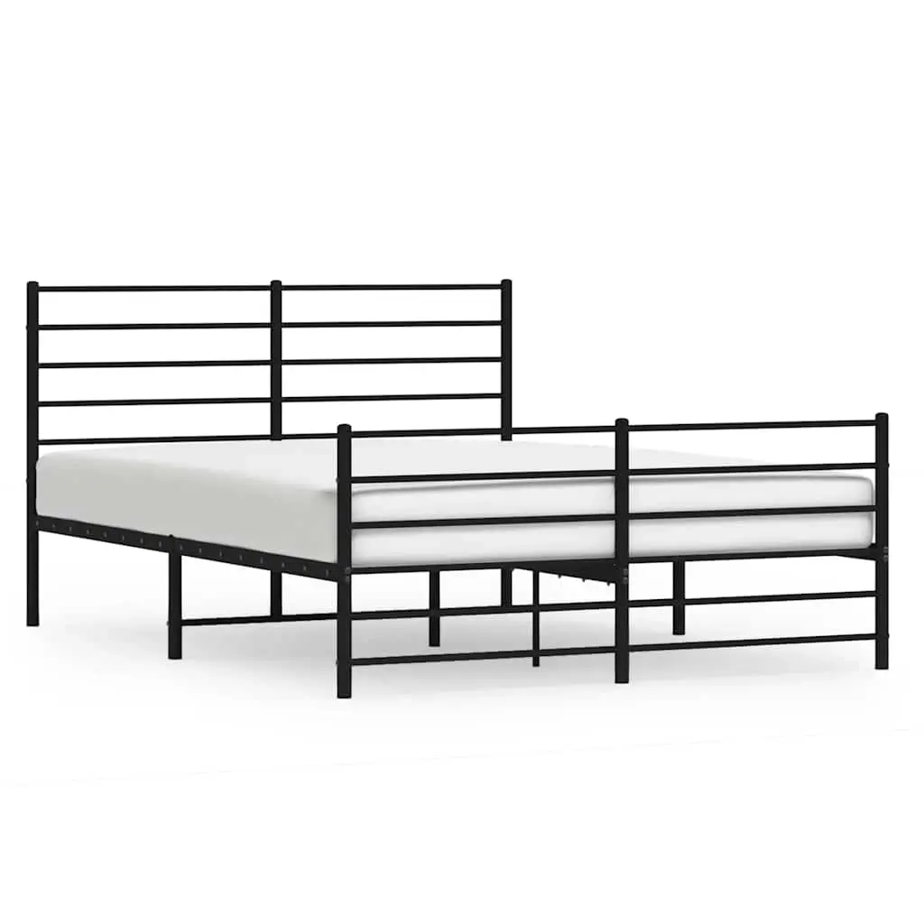 Metal Bed Frame without Mattress with Footboard Black 150x200 cm 352339 - Furniture