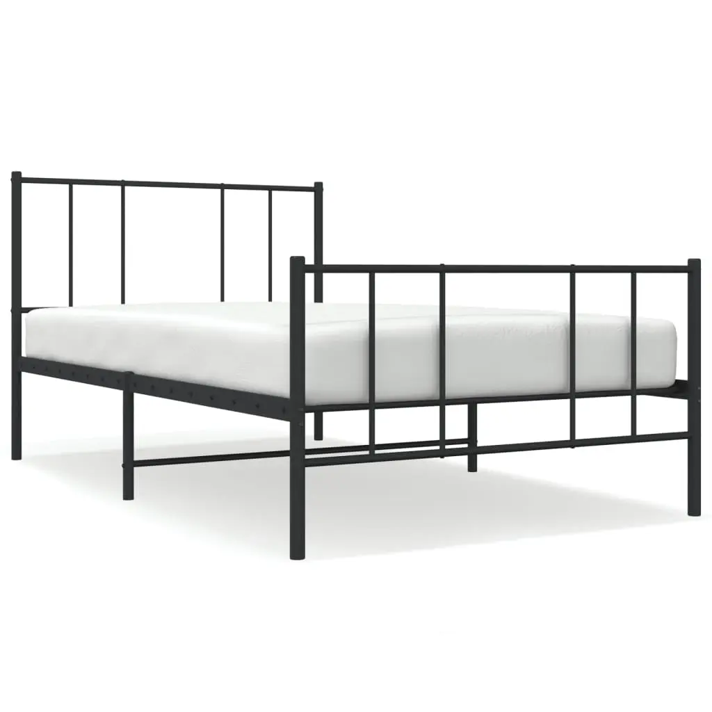 Metal Bed Frame without Mattress with Footboard Black 107x203 cm King Single 352494 - Furniture