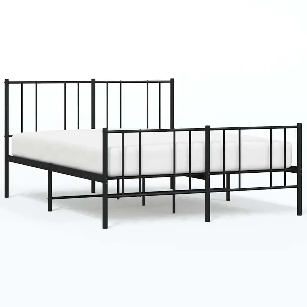 Metal Bed Frame without Mattress with Footboard Black 150x200 cm 352500 - Furniture