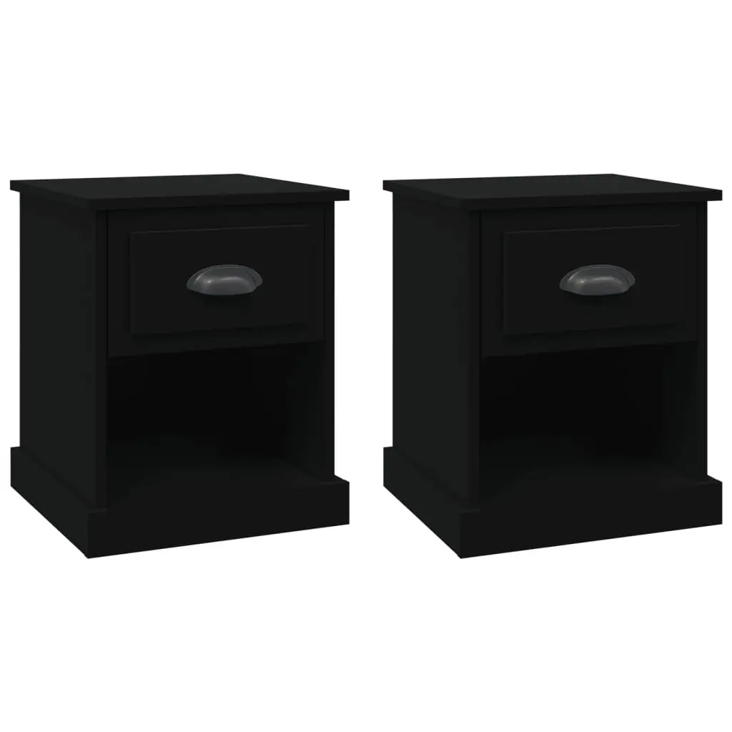 Bedside Cabinets 2 pcs Black 39x39x47.5 cm Engineered Wood 816131 - Furniture
