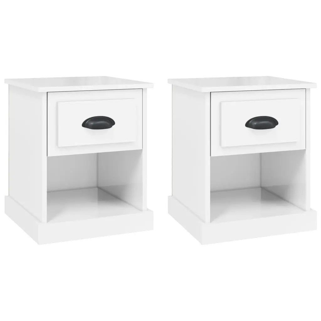 Bedside Cabinets 2 pcs High Gloss White 39x39x47.5 cm Engineered Wood 816133 - Furniture