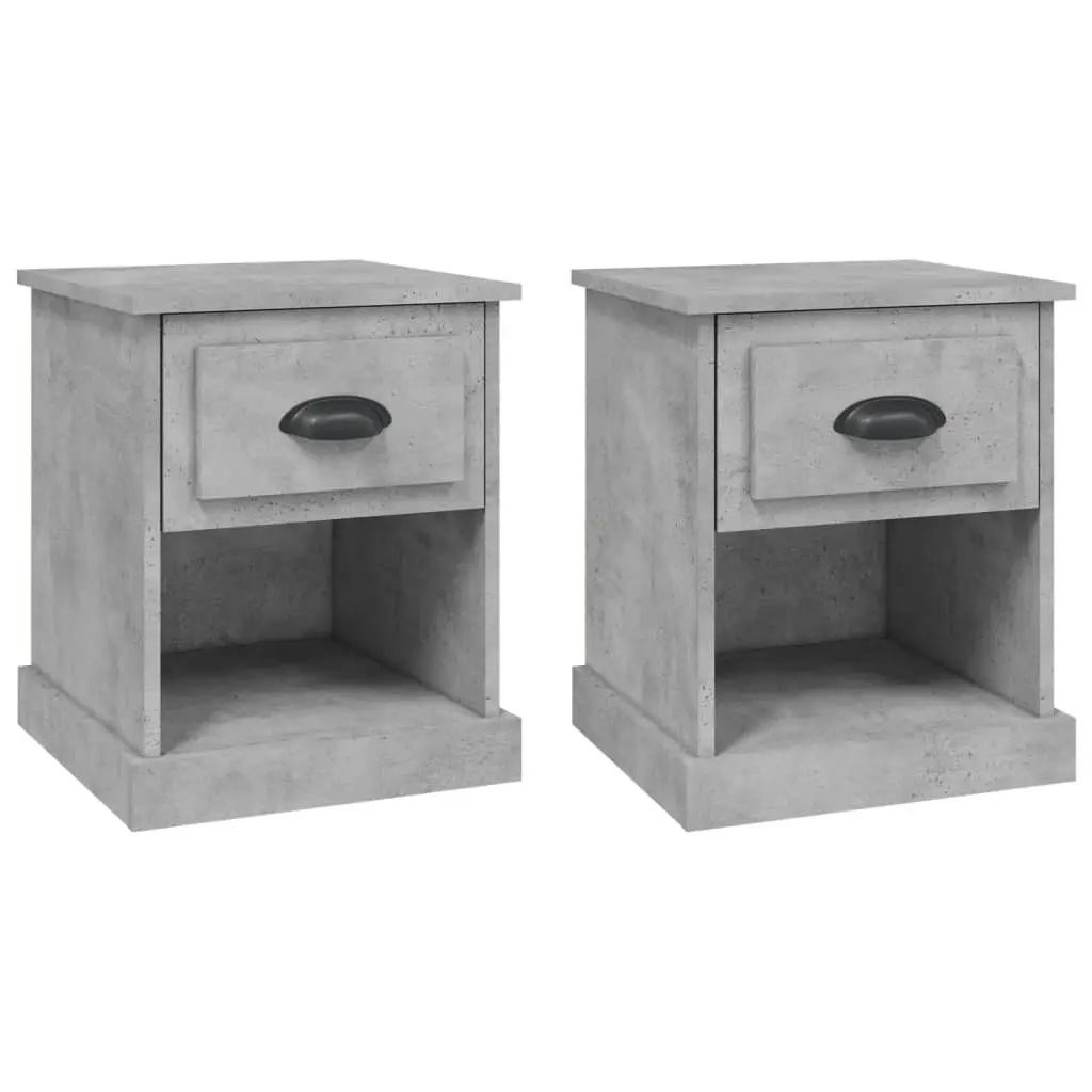 Bedside Cabinets 2 pcs Concrete Grey 39x39x47.5 cm Engineered Wood 816137 - Furniture
