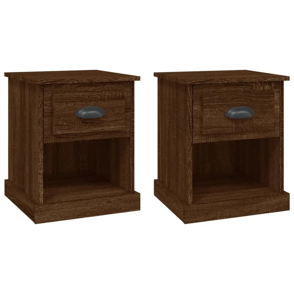 Bedside Cabinets 2 pcs Brown Oak 39x39x47.5 cm Engineered Wood 816143 - Furniture