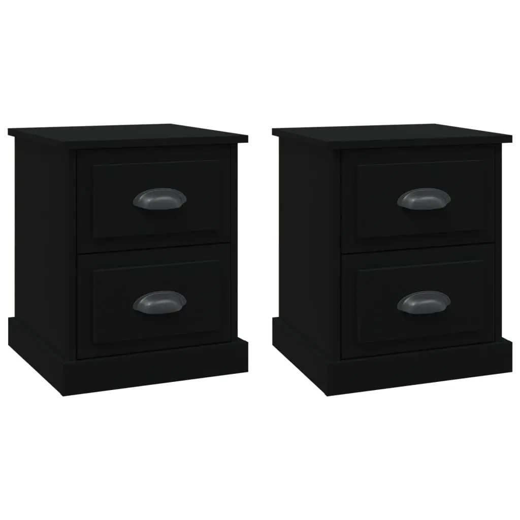 Bedside Cabinets 2 pcs Black 39x39x47.5 cm Engineered Wood 816147 - Furniture