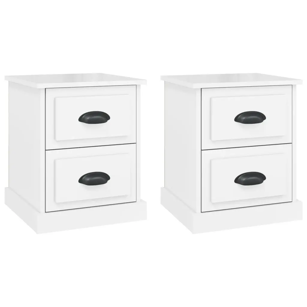 Bedside Cabinets 2 pcs High Gloss White 39x39x47.5 cm Engineered Wood 816149 - Furniture