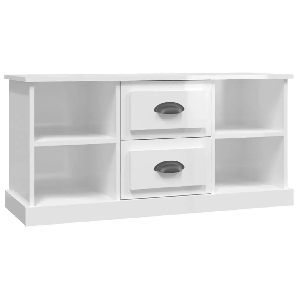 TV Cabinet High Gloss White 99.5x35.5x48 cm Engineered Wood 816274 - Furniture