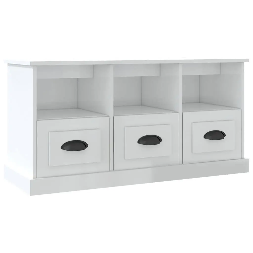 TV Cabinet High Gloss White 100x35x50 cm Engineered Wood 816290 - Furniture