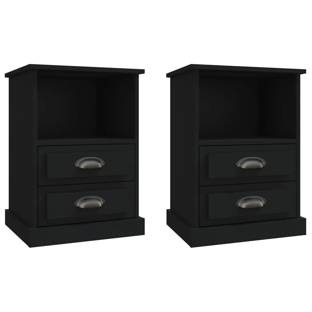 Bedside Cabinets 2 pcs Black 43x36x60 cm 816331 - Furniture