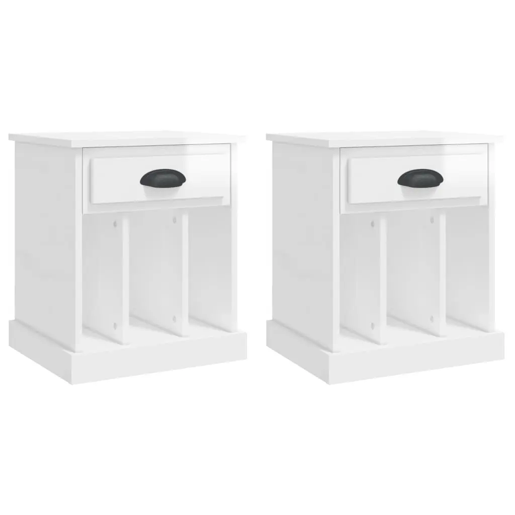 Bedside Cabinets 2 pcs High Gloss White 43x36x50 cm 816349 - Furniture