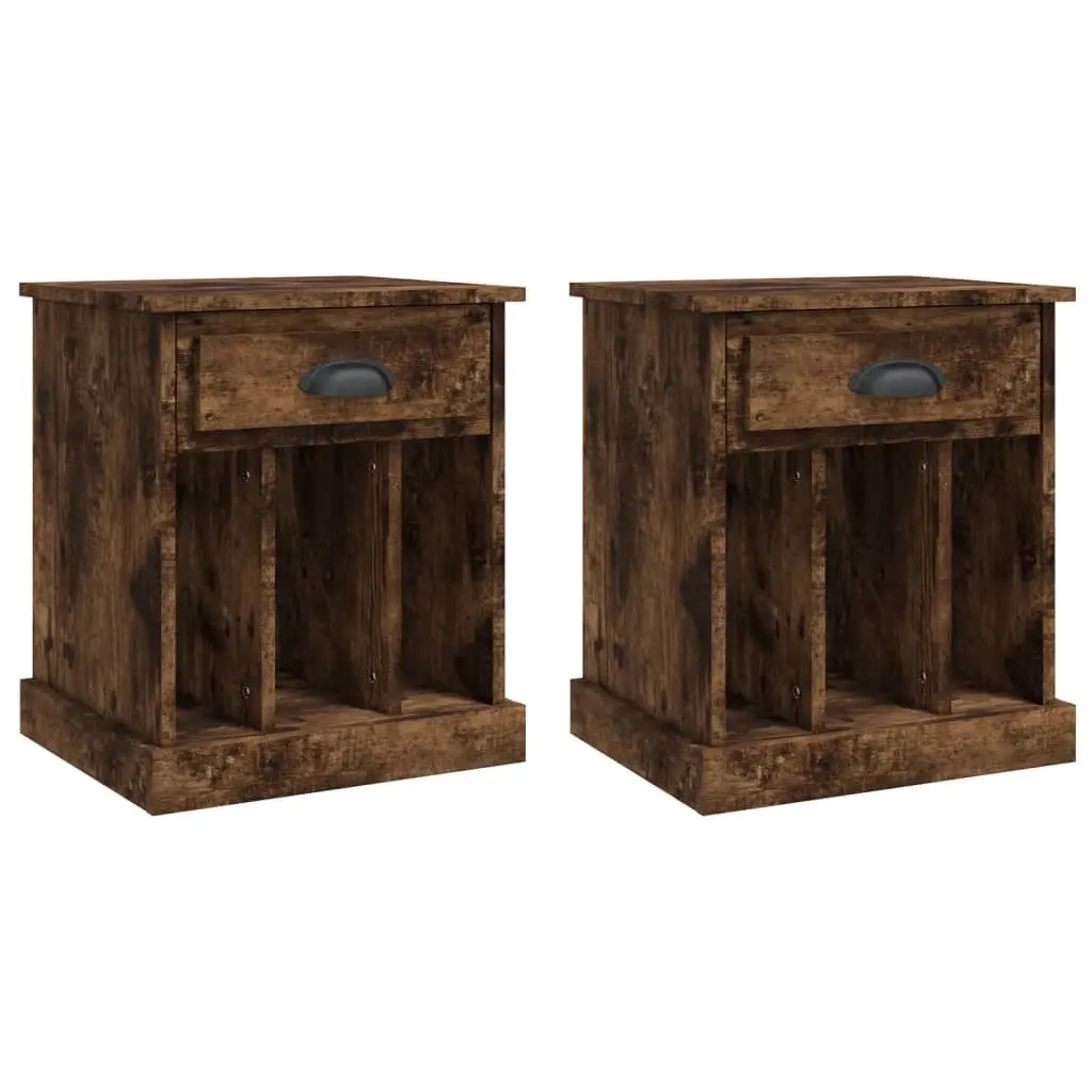 Bedside Cabinets 2 pcs Smoked Oak 43x36x50 cm 816355 - Furniture