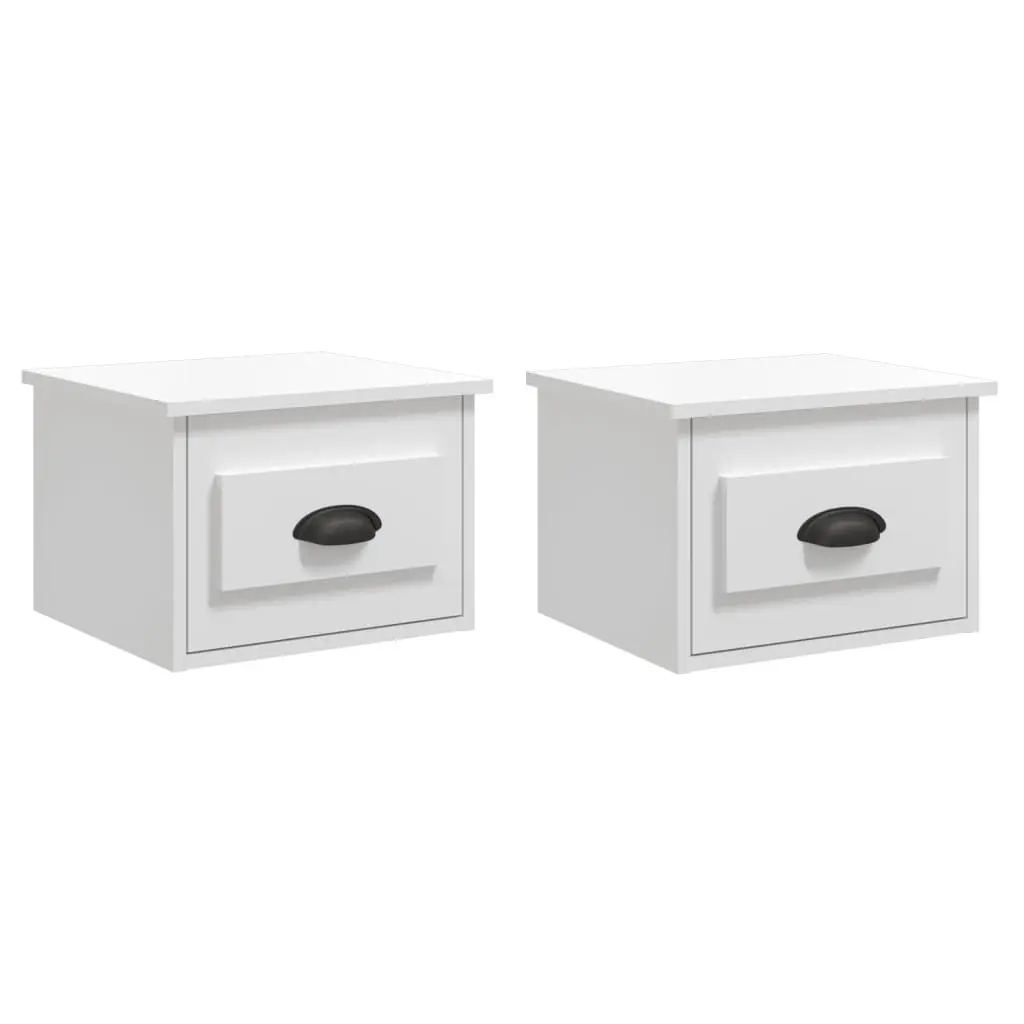 Wall-mounted Bedside Cabinets 2 pcs High Gloss White 41.5x36x28cm 816381