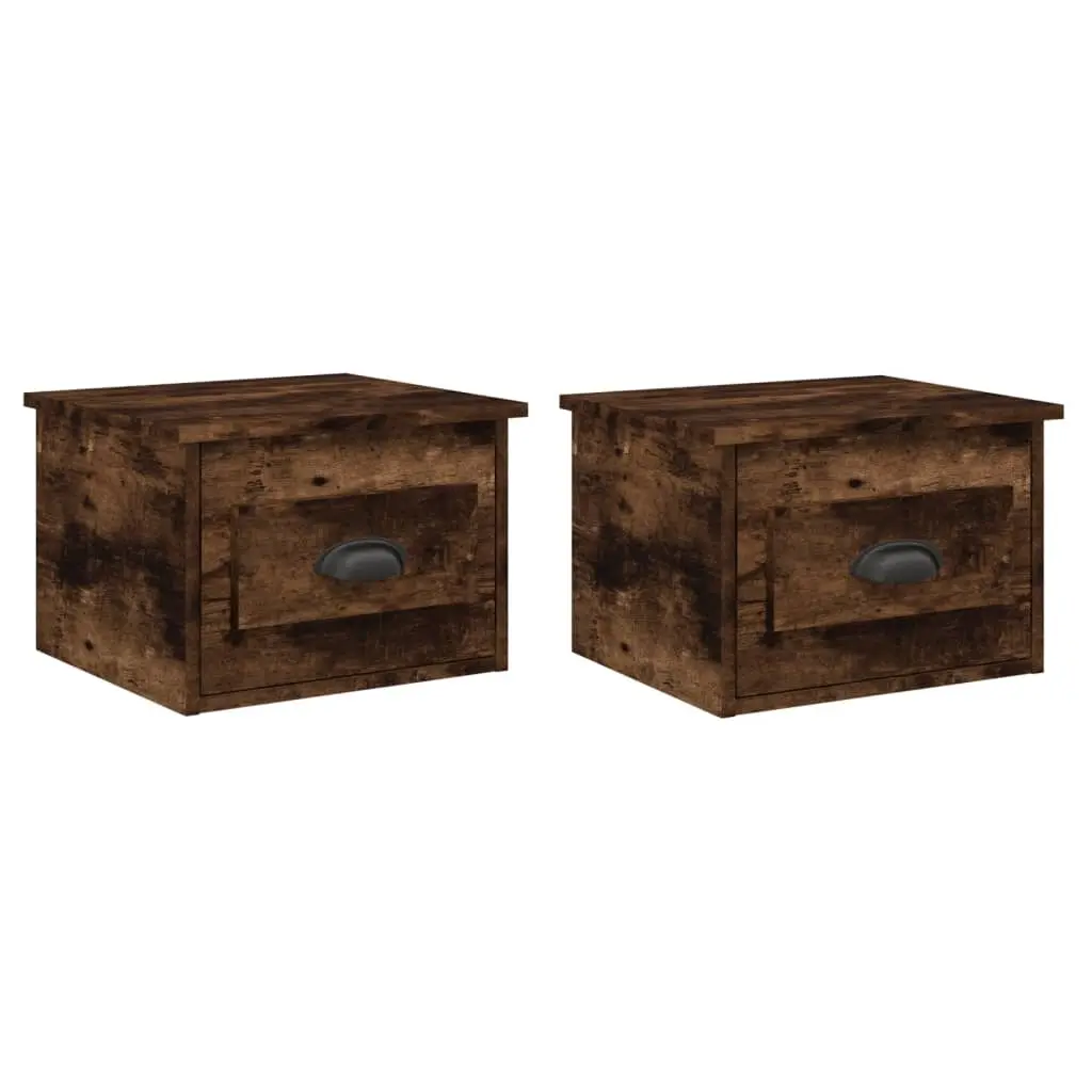 Wall-mounted Bedside Cabinets 2 pcs Smoked Oak 41.5x36x28cm 816387