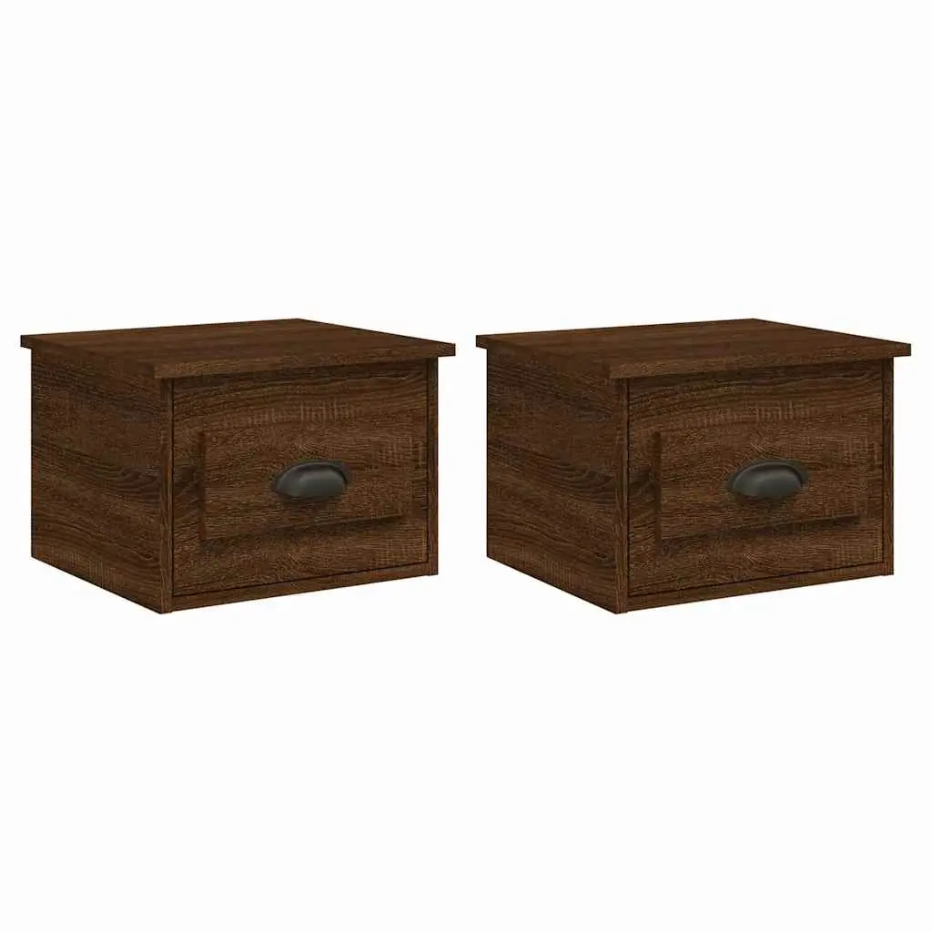Wall-mounted Bedside Cabinets 2 pcs Brown Oak 41.5x36x28cm 816391
