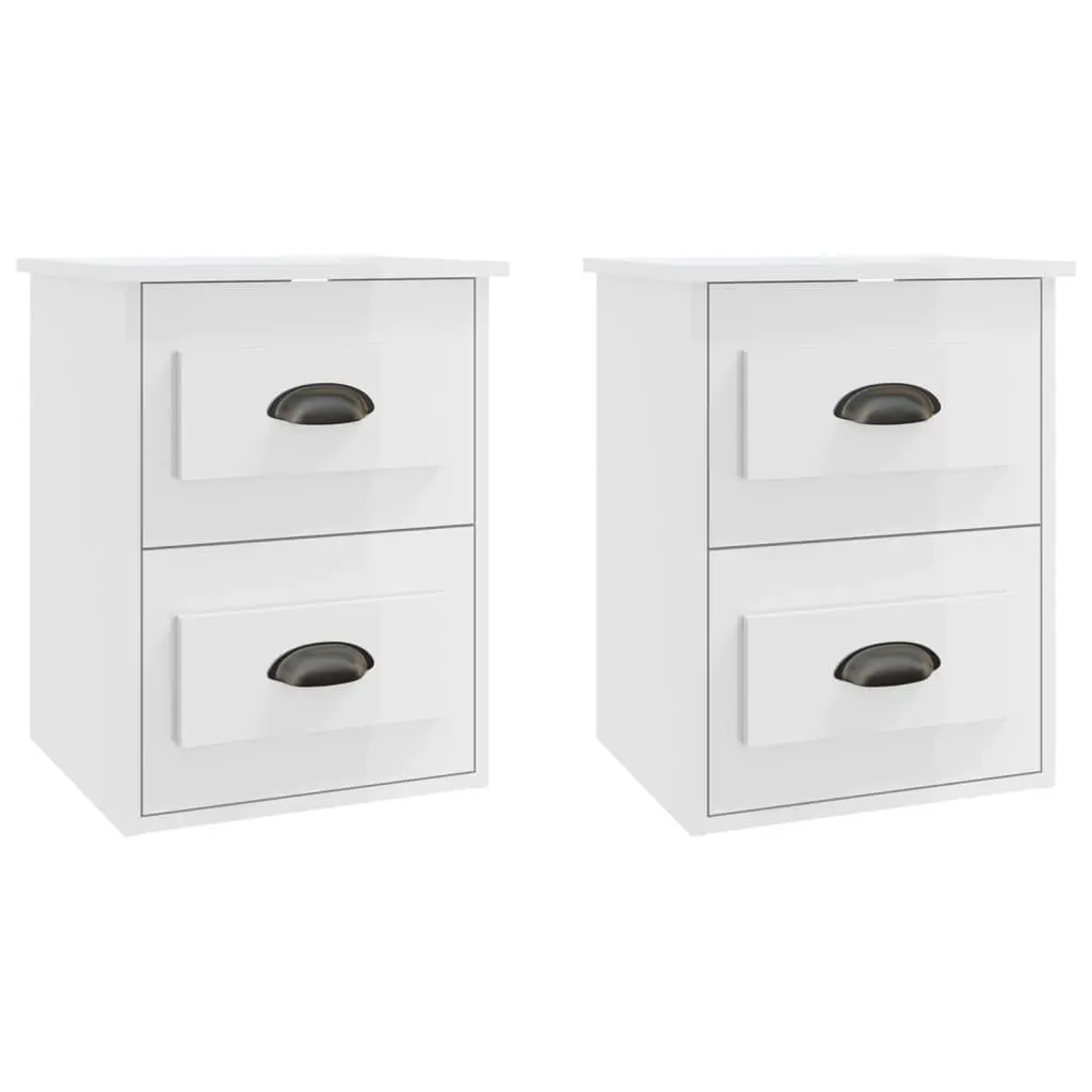 Wall-mounted Bedside Cabinets 2 pcs High Gloss White 41.5x36x53cm 816397