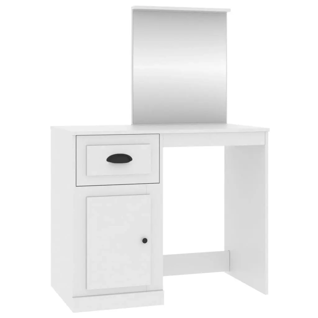 Dressing Table with Mirror White 90x50x132.5 cm Engineered Wood 816760 - Furniture