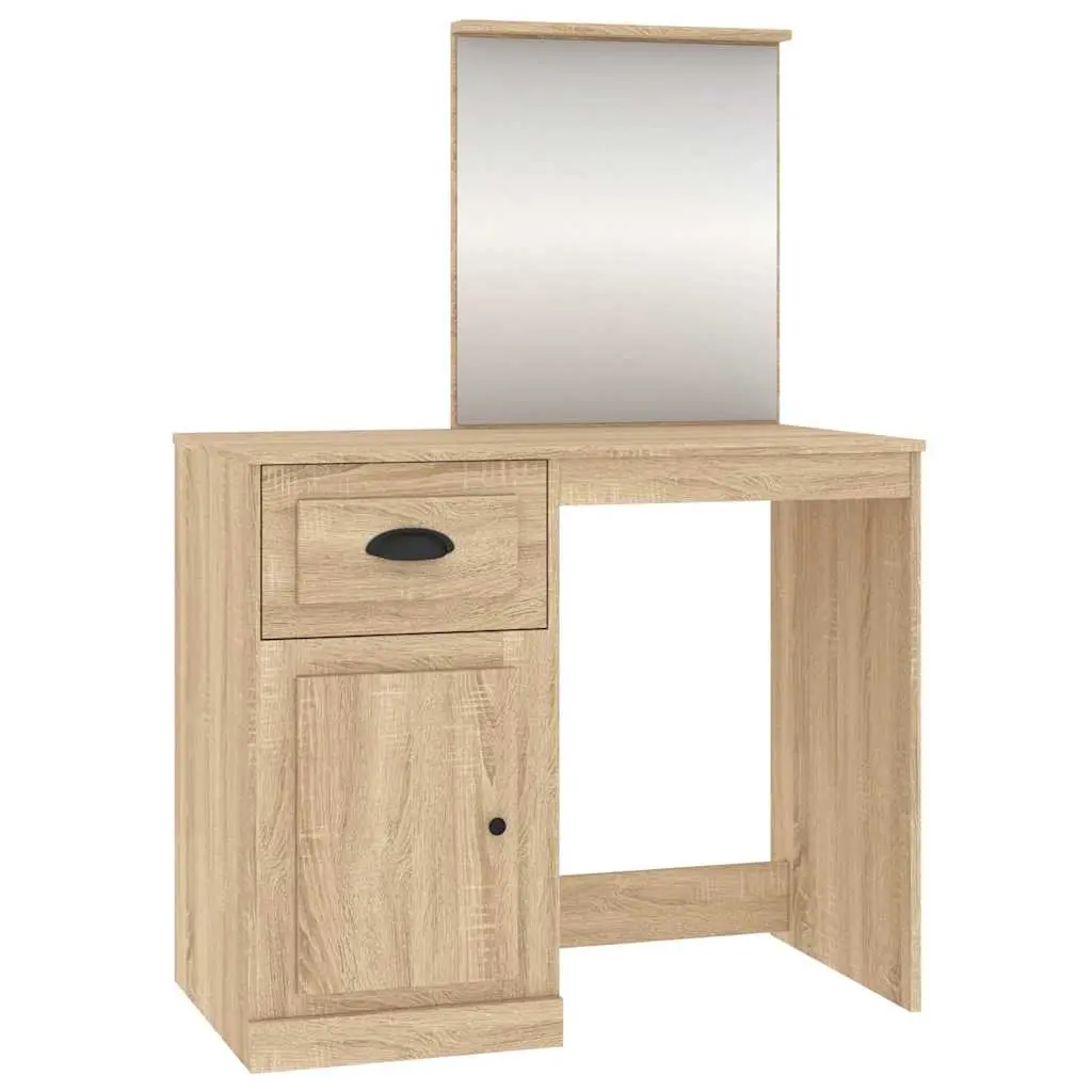 Dressing Table with Mirror Sonoma Oak 90x50x132.5 cm Engineered Wood 816763 - Furniture