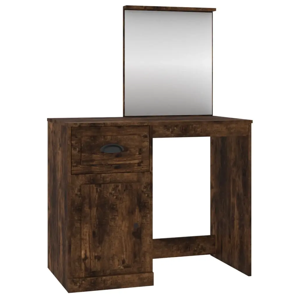 Dressing Table with Mirror Smoked Oak 90x50x132.5 cm Engineered Wood 816765 - Furniture