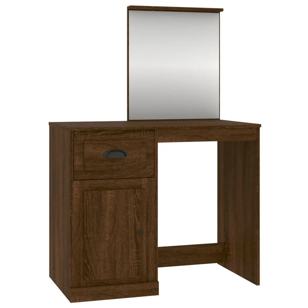 Dressing Table with Mirror Brown Oak 90x50x132.5 cm Engineered Wood 816767 - Furniture