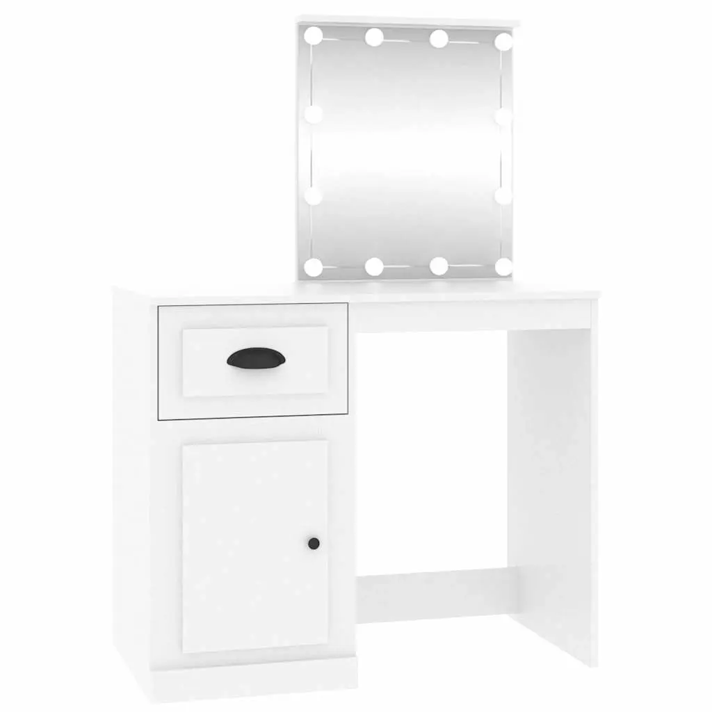 Dressing Table with LED White 90x50x132.5 cm Engineered Wood 816768 - Furniture