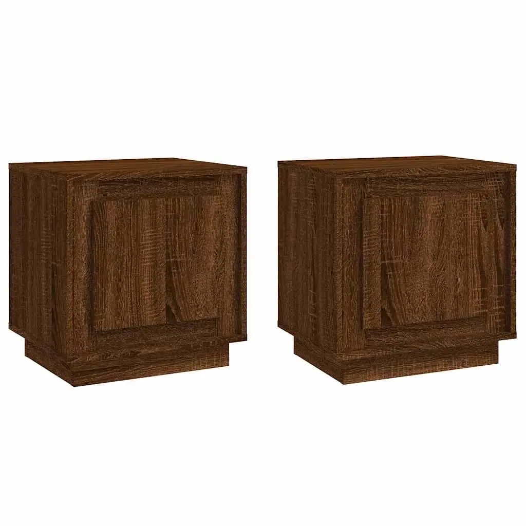 Bedside Cabinets 2 pcs Brown Oak 44x35x45 cm Engineered Wood 819851 - Furniture