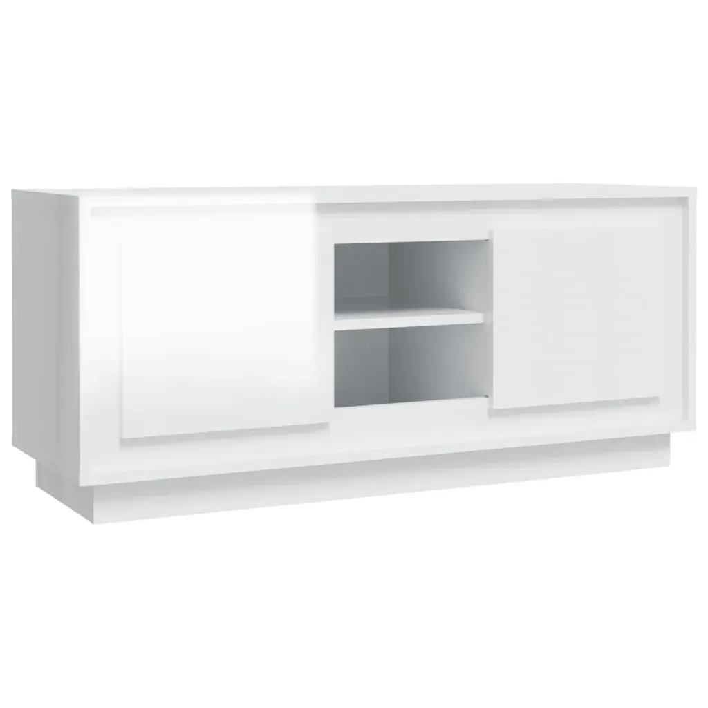 TV Cabinet High Gloss White 102x35x45 cm Engineered Wood 819862 - Furniture