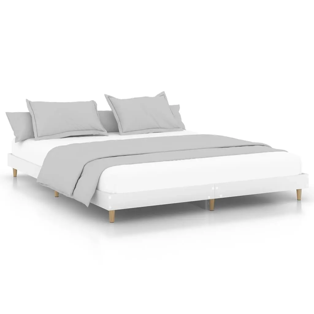 Bed Frame without Mattress White 183x203 cm King Engineered Wood 832013 - Furniture