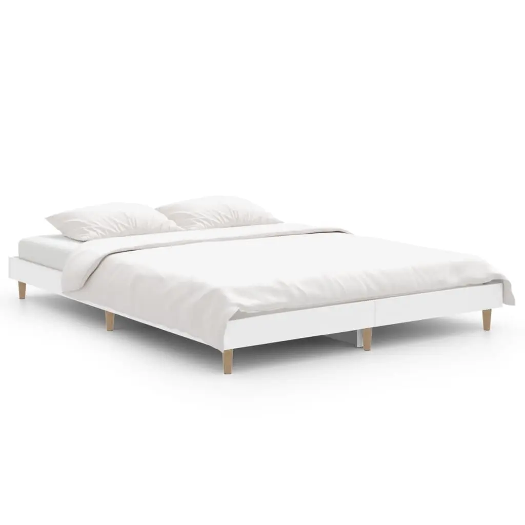 Bed Frame without Mattress White 135x190 cm Engineered Wood 832077 - Furniture