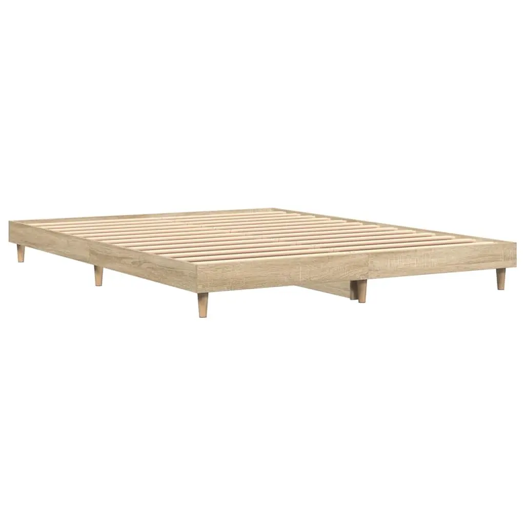 Bed Frame without Mattress Sonoma Oak 135x190 cm Engineered Wood 832080 - Furniture