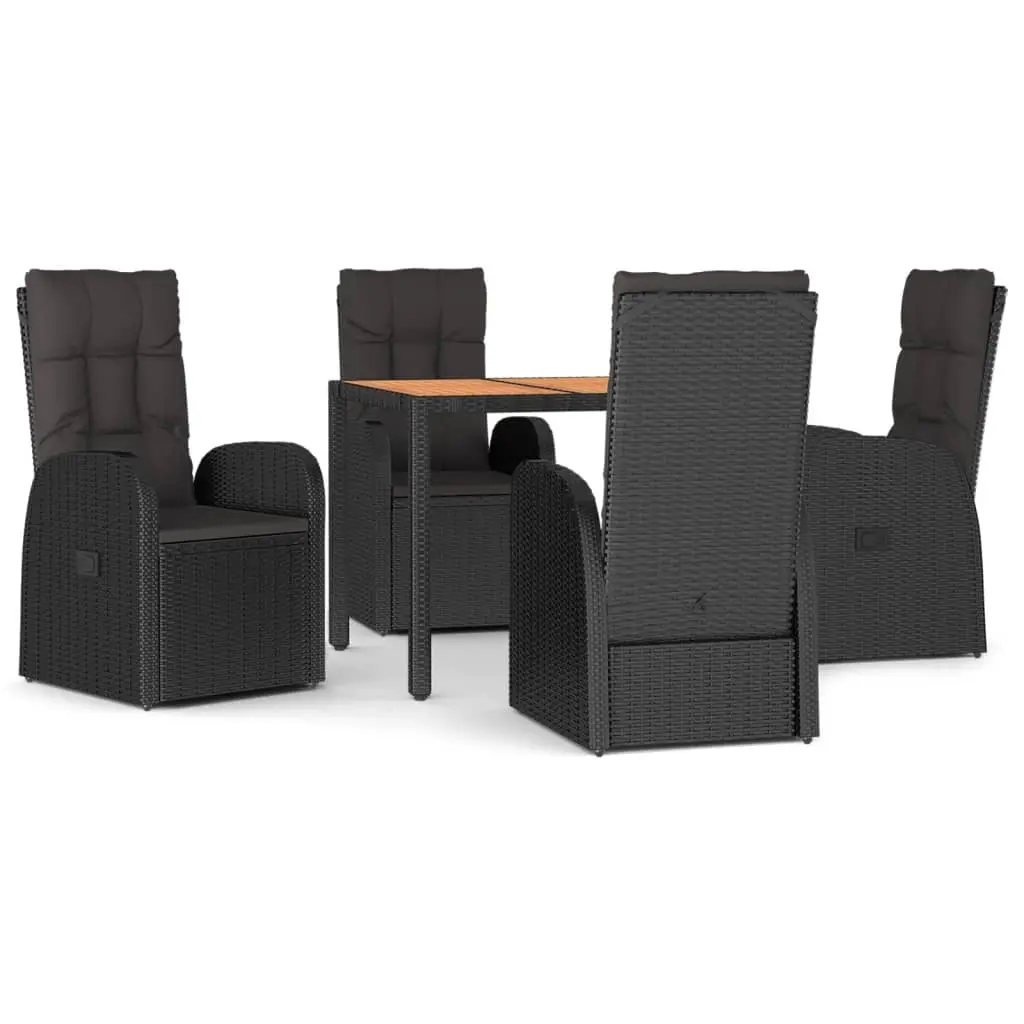 5 Piece Garden Dining Set with Cushions Grey Poly Rattan 3157598 - Furniture