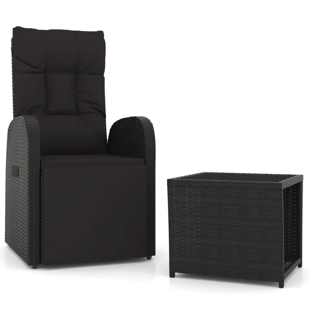 2 Piece Garden Lounge Set Black Poly Rattan&Steel 3157661 - Furniture