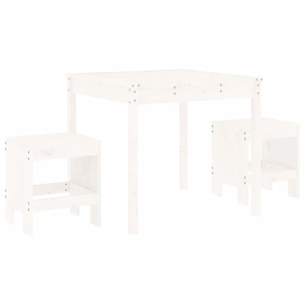 3 Piece Garden Bistro Set White Solid Wood Pine 3157704 - Furniture