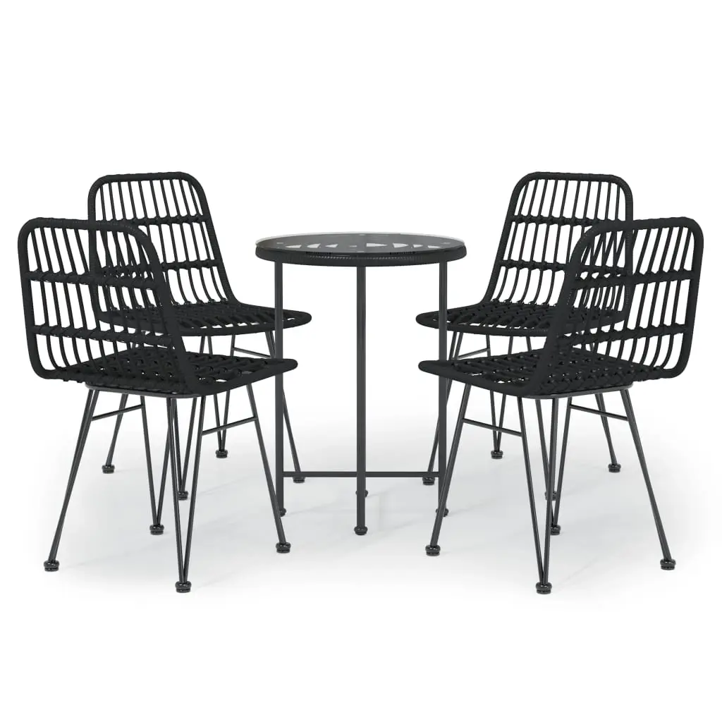 5 Piece Garden Dining Set Black Poly Rattan 3157840 - Furniture