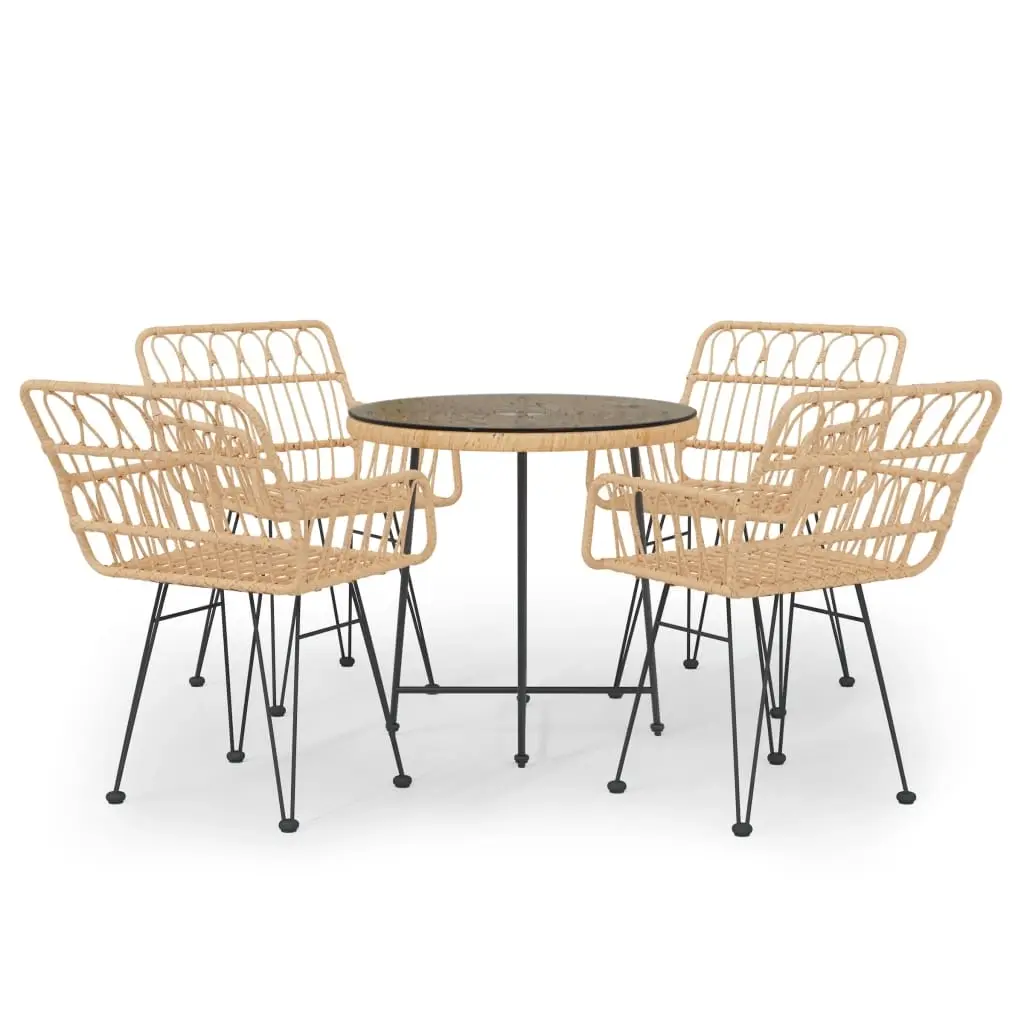 5 Piece Garden Dining Set Poly Rattan 3157841 - Furniture