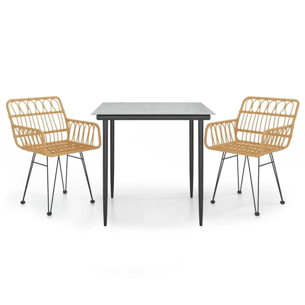 3 Piece Garden Dining Set Poly Rattan 3157845 - Furniture