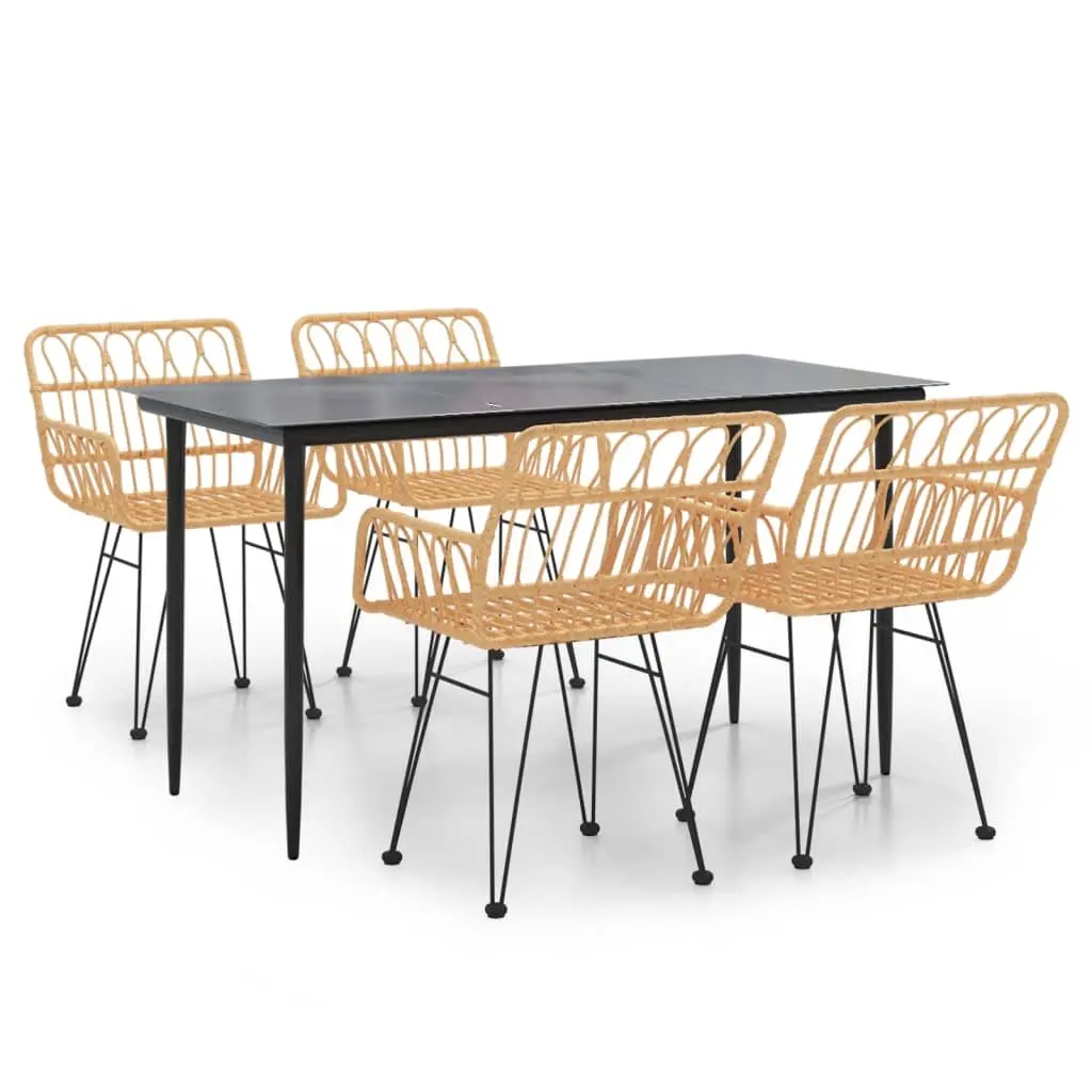 5 Piece Garden Dining Set Poly Rattan 3157847 - Furniture
