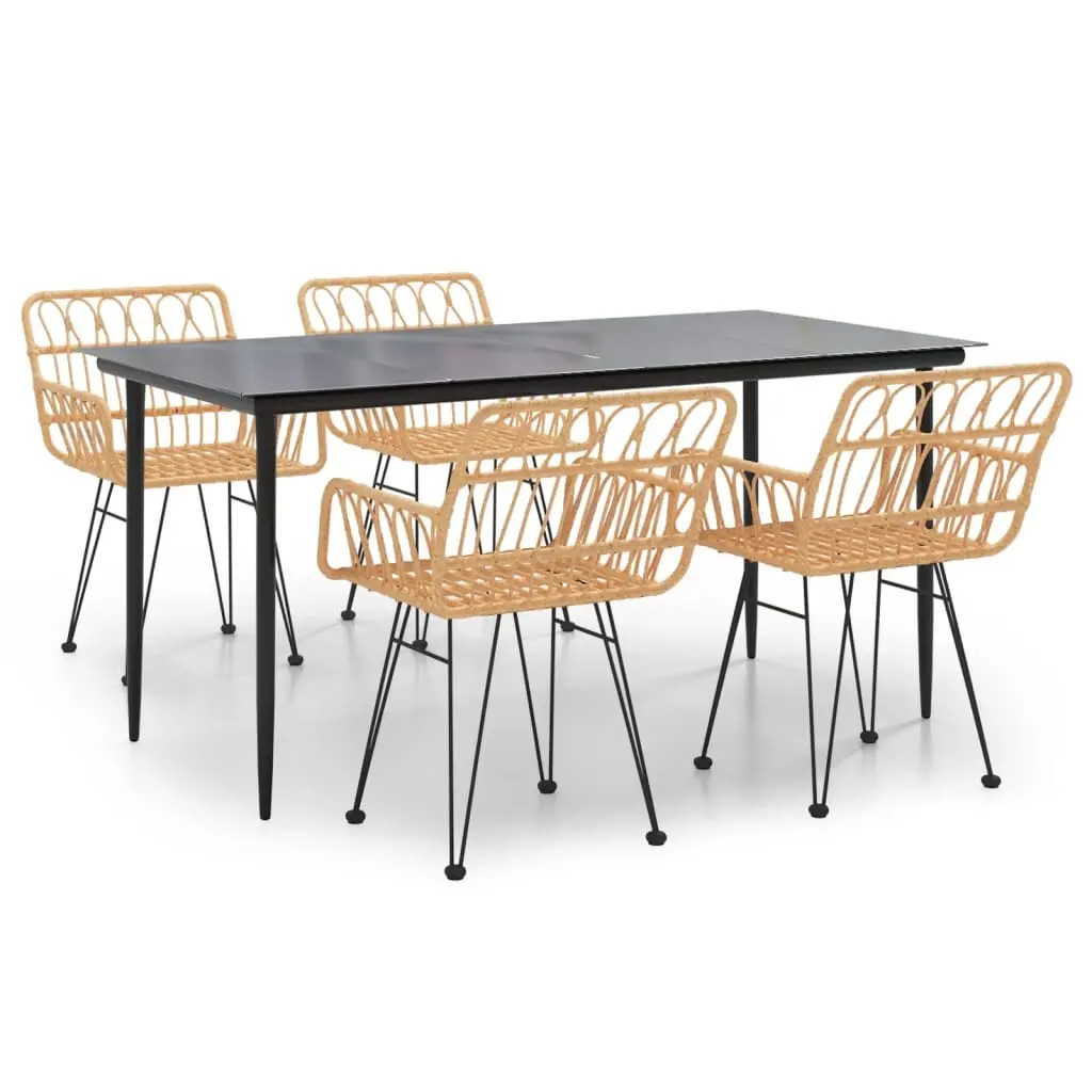 5 Piece Garden Dining Set Poly Rattan 3157848 - Furniture