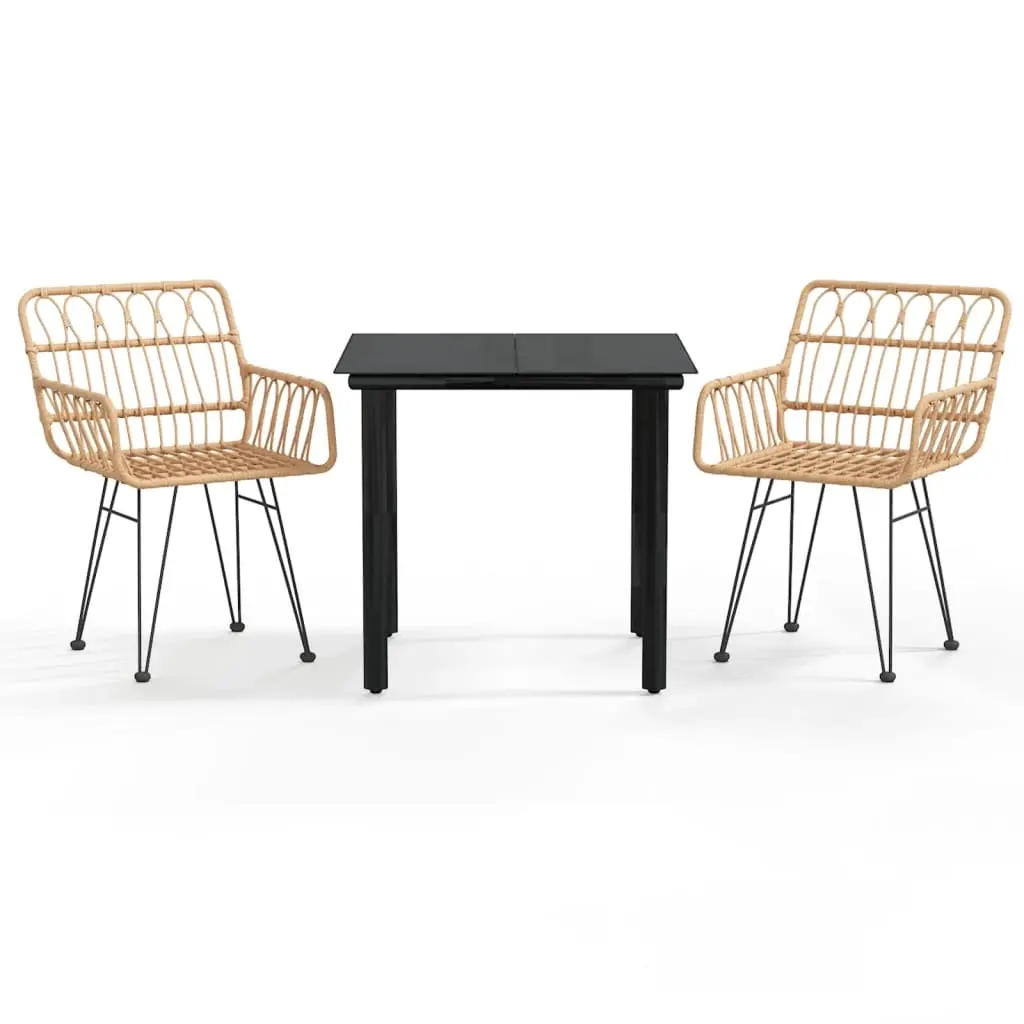 3 Piece Garden Dining Set Poly Rattan 3157859 - Furniture