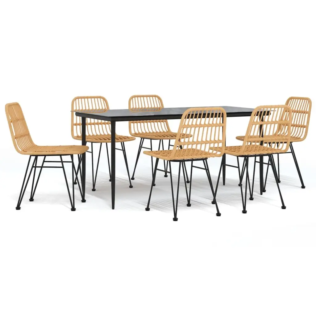 7 Piece Garden Dining Set Poly Rattan 3157877 - Furniture