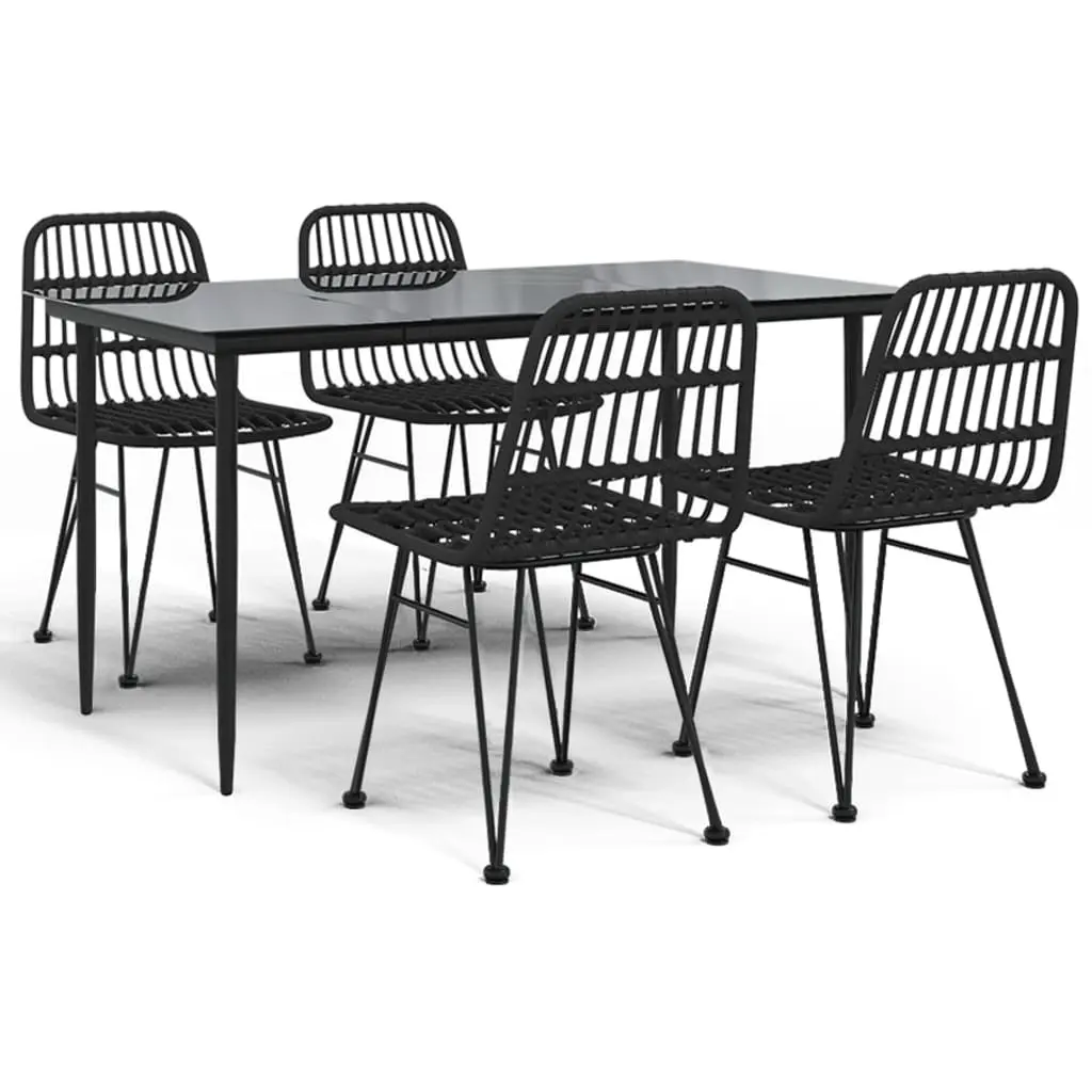 5 Piece Garden Dining Set Black Poly Rattan 3157882 - Furniture
