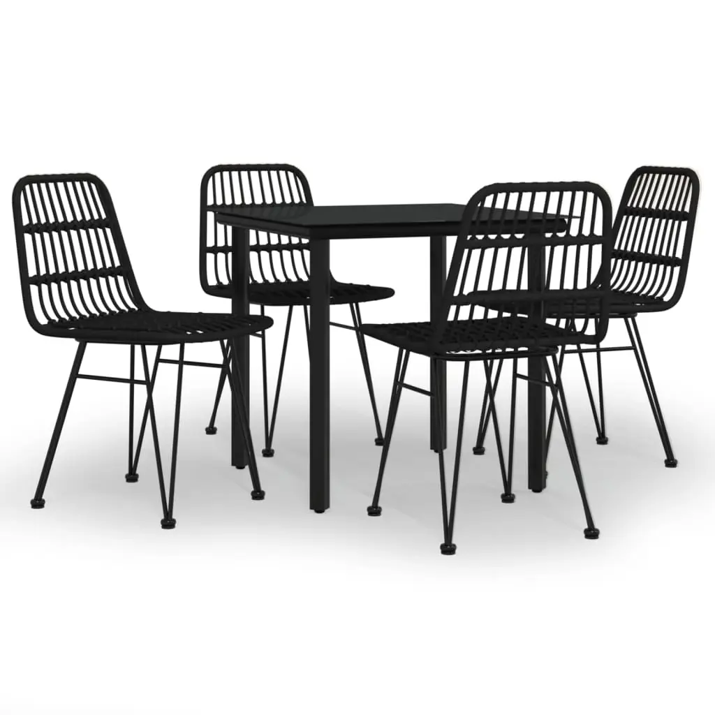 5 Piece Garden Dining Set Black Poly Rattan 3157895 - Furniture