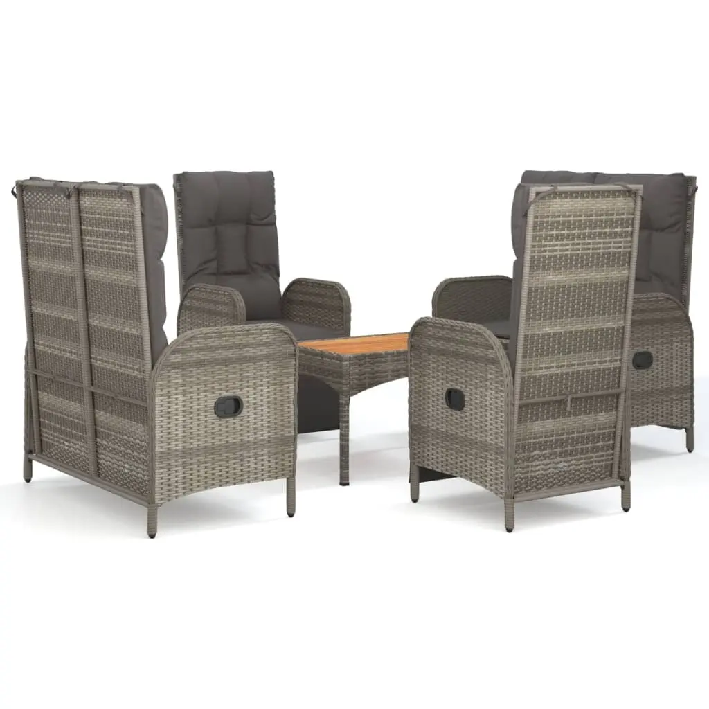5 Piece Garden Dining Set with Cushions Grey Poly Rattan 3185089 - Furniture