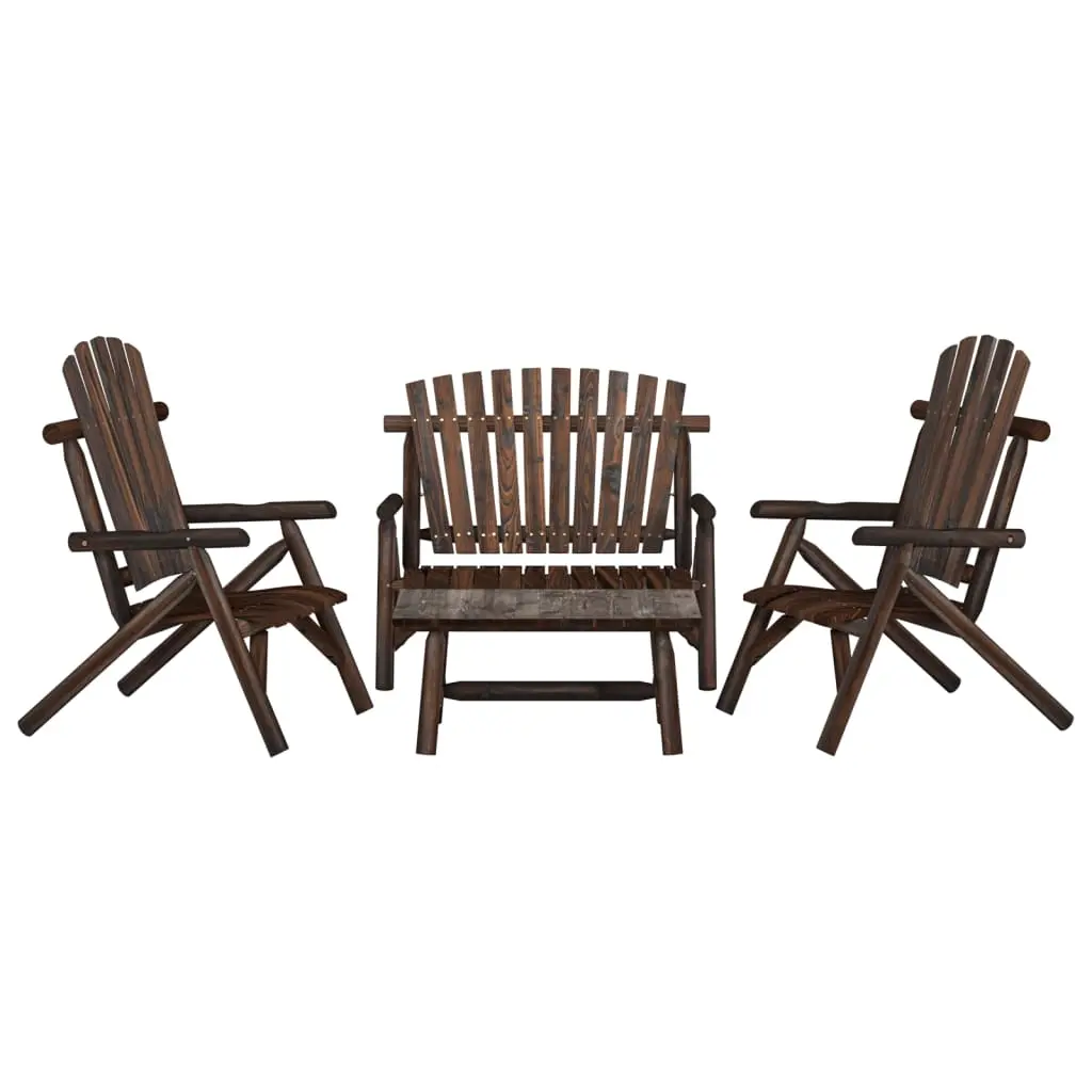 4 Piece Garden Lounge Set Solid Wood Spruce 3185514 - Furniture