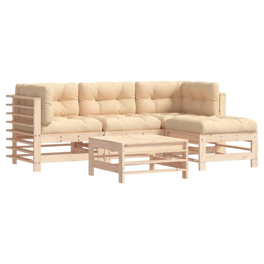 5 Piece Garden Lounge Set with Cushions Solid Wood 3185801 - Furniture