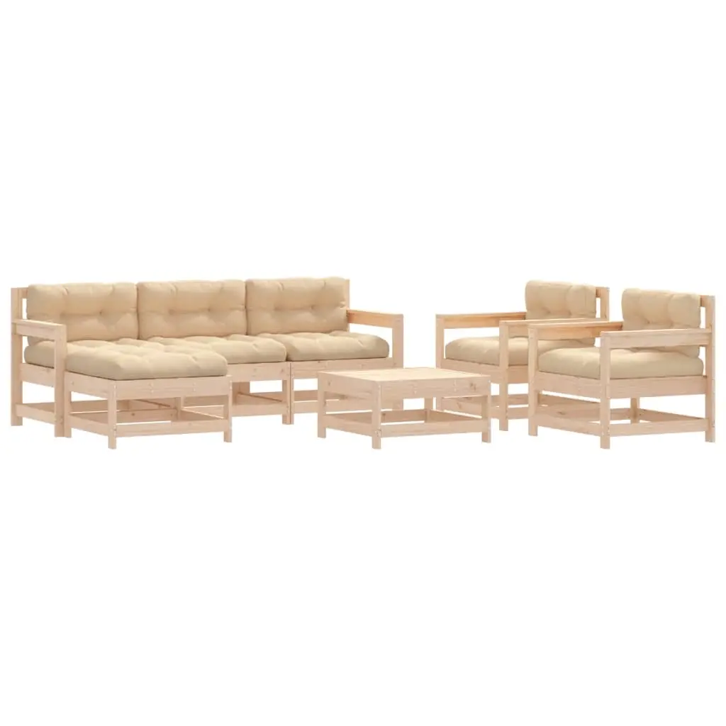 7 Piece Garden Lounge Set with Cushions Solid Wood 3185829 - Furniture