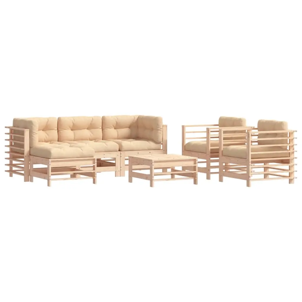 7 Piece Garden Lounge Set with Cushions Solid Wood 3185836 - Furniture
